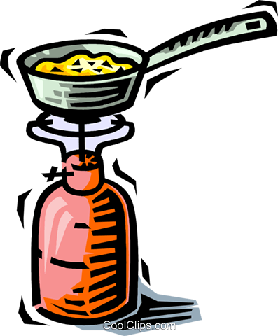 397x480 Camping Stove And Frying Royalty Free Vector Clip Art Illustration