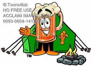 300x216 Clipart Image Of A Cartoon Beer Mug Character Camping