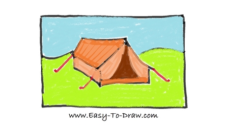 458x258 How To Draw A Cartoon Tent In Campground (Camping Place) For Kids