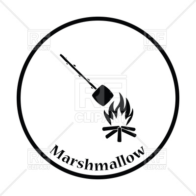 400x400 Camping Fire With Roasting Marshmallow Icon Royalty Free Vector