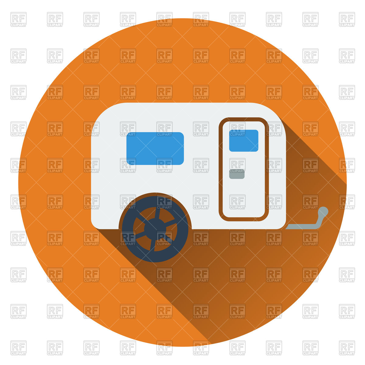 1200x1200 Flat Design Of Icon Of Camping Family Caravan Car Royalty Free