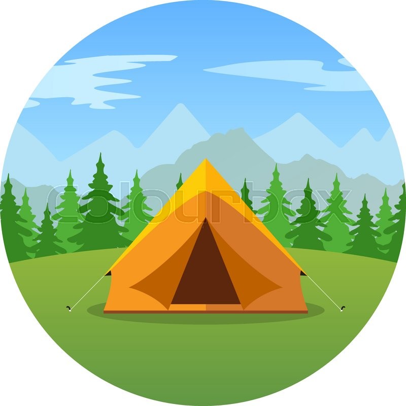 800x800 Cartoon Tent In A Landscape Of Mountains Icon. Tent, Tourism
