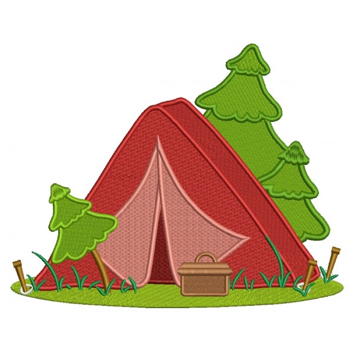 700x700 Tent And Trees Filled Machine Embroidery Design Digitized Pattern