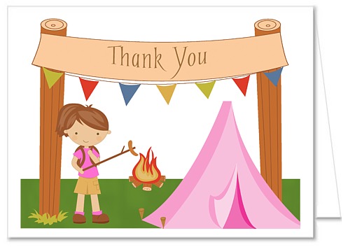 497x353 Camp Out Camping Girl Thank You Note Cards