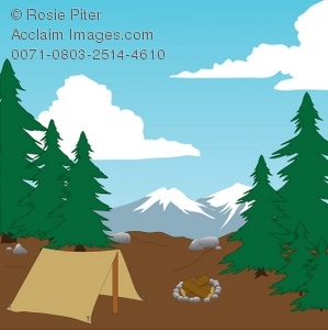 299x300 Illustration Of A Campsite In The Mountains