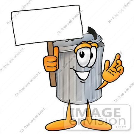 450x450 Cliprt Graphic Of Metal Trash Can Cartoon Character Holding