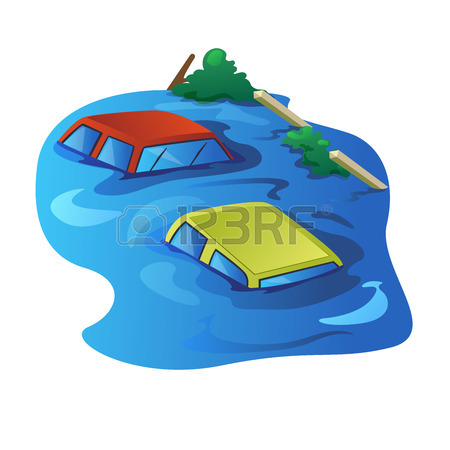 450x450 Flood And Car Drown In The Water Street Look Like Canal. Royalty