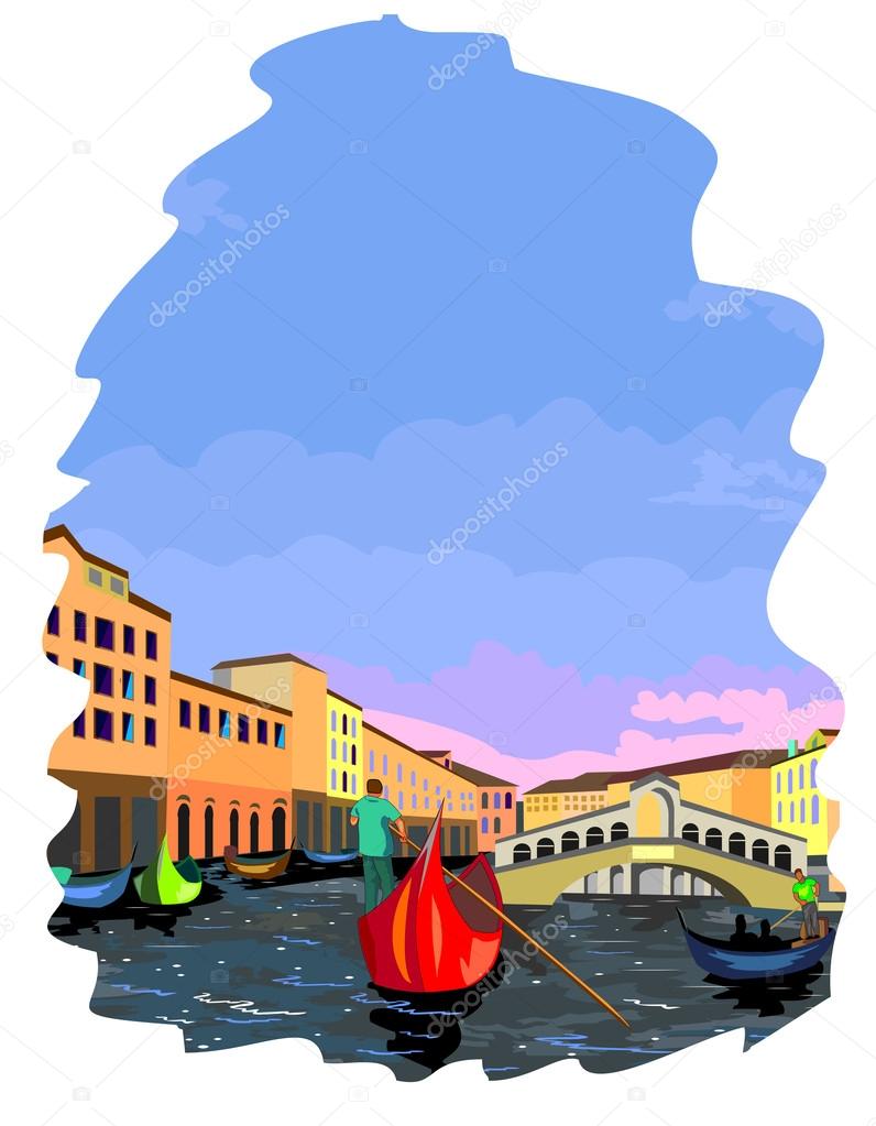 796x1023 Vector Illustration Of Grand Canal In Venice Stock Vector