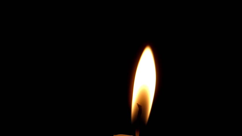 852x480 A Lit Yellow Candle With Blinking Flame At Night In A Closeup
