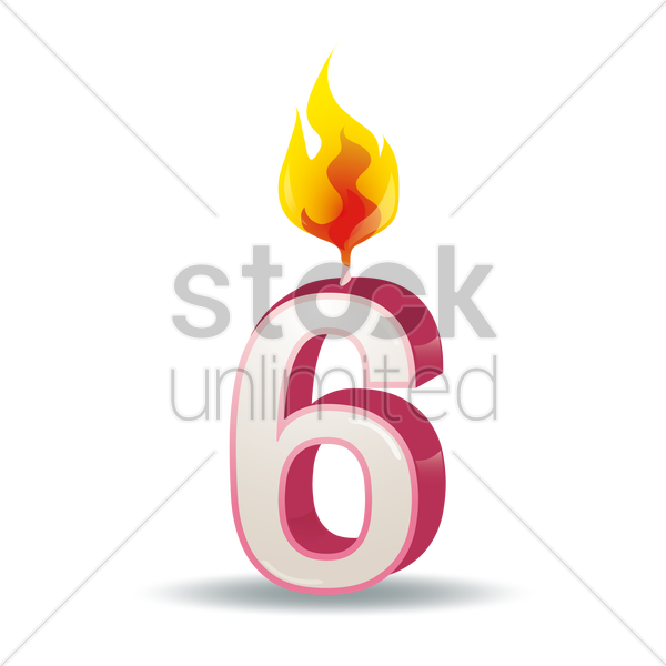 600x600 Free Number 6 Candle Vector Image