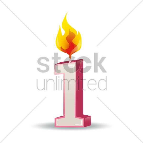 600x600 Number 1 Candle Vector Image