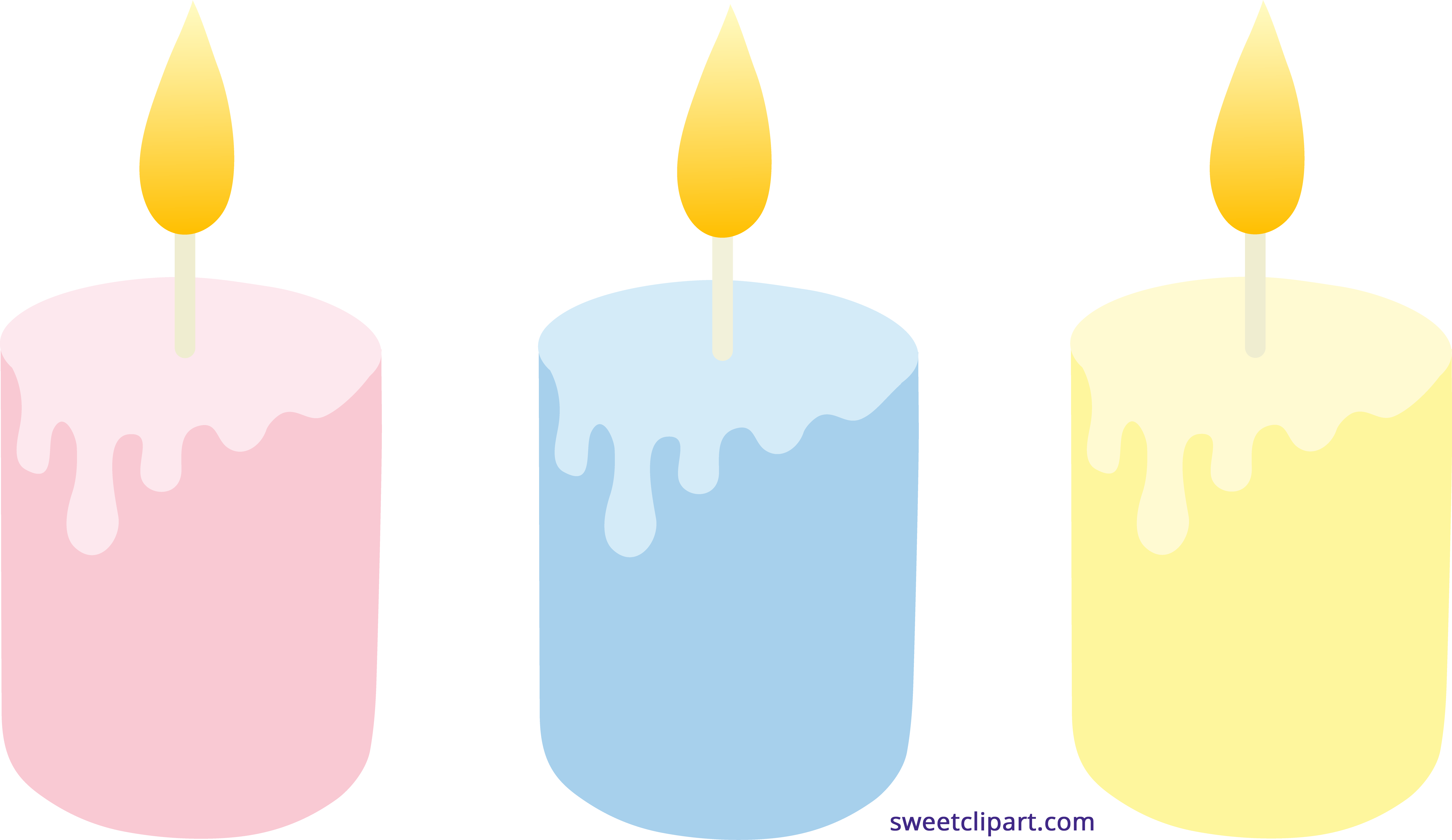 5885x3405 Pastel Colored Candles Set Clipart
