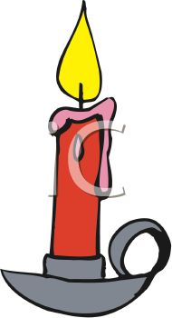 190x350 Picture Of A Red Burning Candle In A Holder In A Vector Clip Art