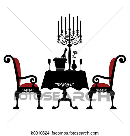 450x470 Clip Art Of Candle Light Dinner K9439588