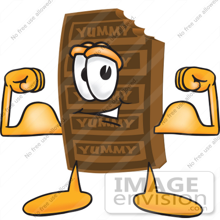 450x450 Clip Art Graphic Of A Chocolate Candy Bar Mascot Character Flexing