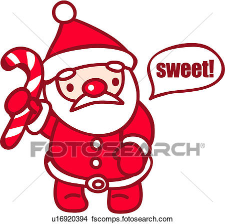 450x447 Clipart Of People, Santa, Character, Candy Cane, Holding, Santa
