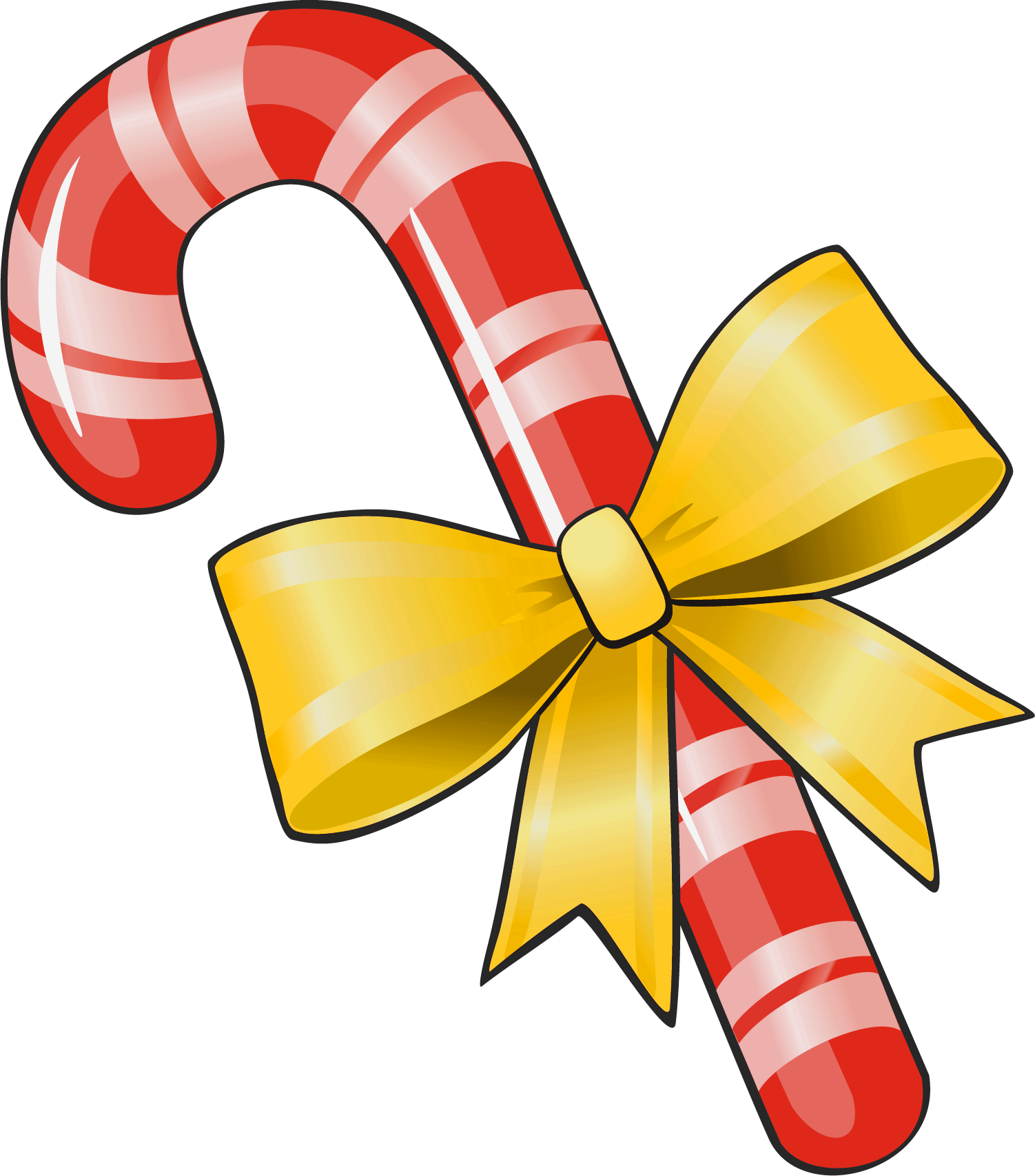 1502x1708 Transparent Christmas Candy Cane With Yellow Bow Png Clipart