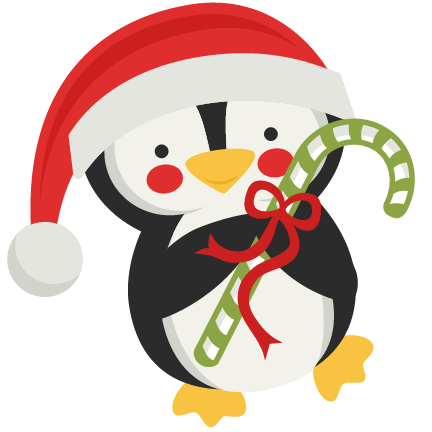 432x432 Penguin Holding Candy Cane Svg Scrapbook Cut File Cute Clipart