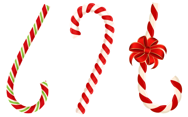 600x375 Free Vector Christmas Candy Cane With Red Bow, Vectors