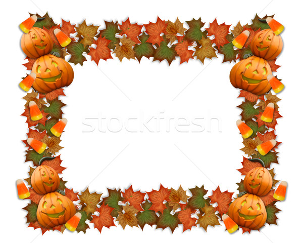 600x480 Halloween Border Leaves Pumpkins Stock Photo Irisangel ( 538916