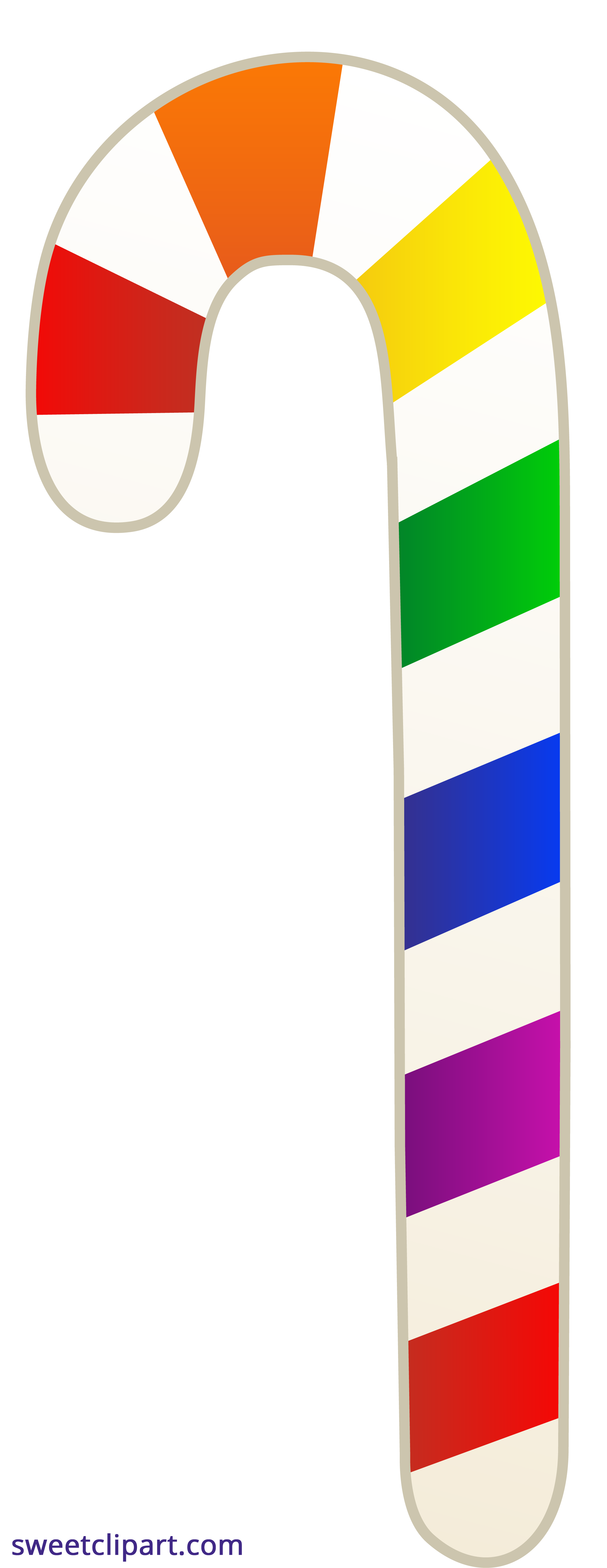 2173x5603 Rainbow Candy Cane Clipart