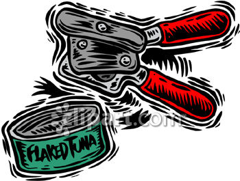 350x265 Royalty Free Clipart Image Of A Can Of Tuna Fish And Can Opener