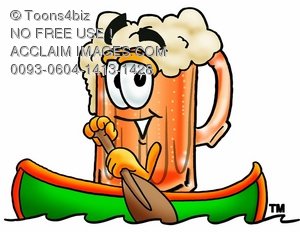 300x232 Clipart Image Of A Cartoon Beer Mug Character Canoeing