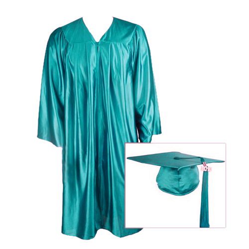 500x500 Teal Graduation Cap, Gown And Tassel