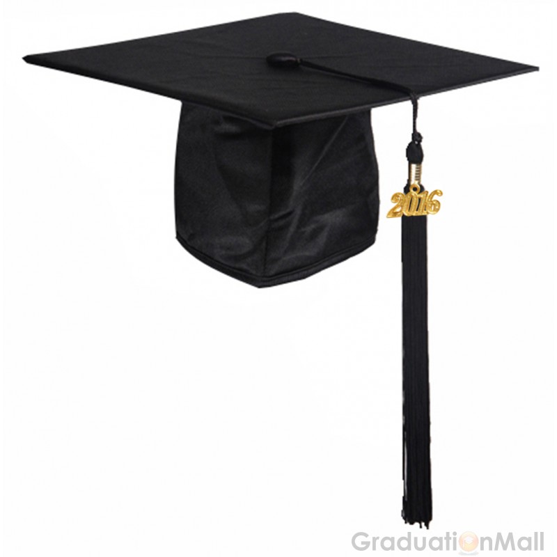 800x800 Black Shiny Adult Graduation Cap With Tassel