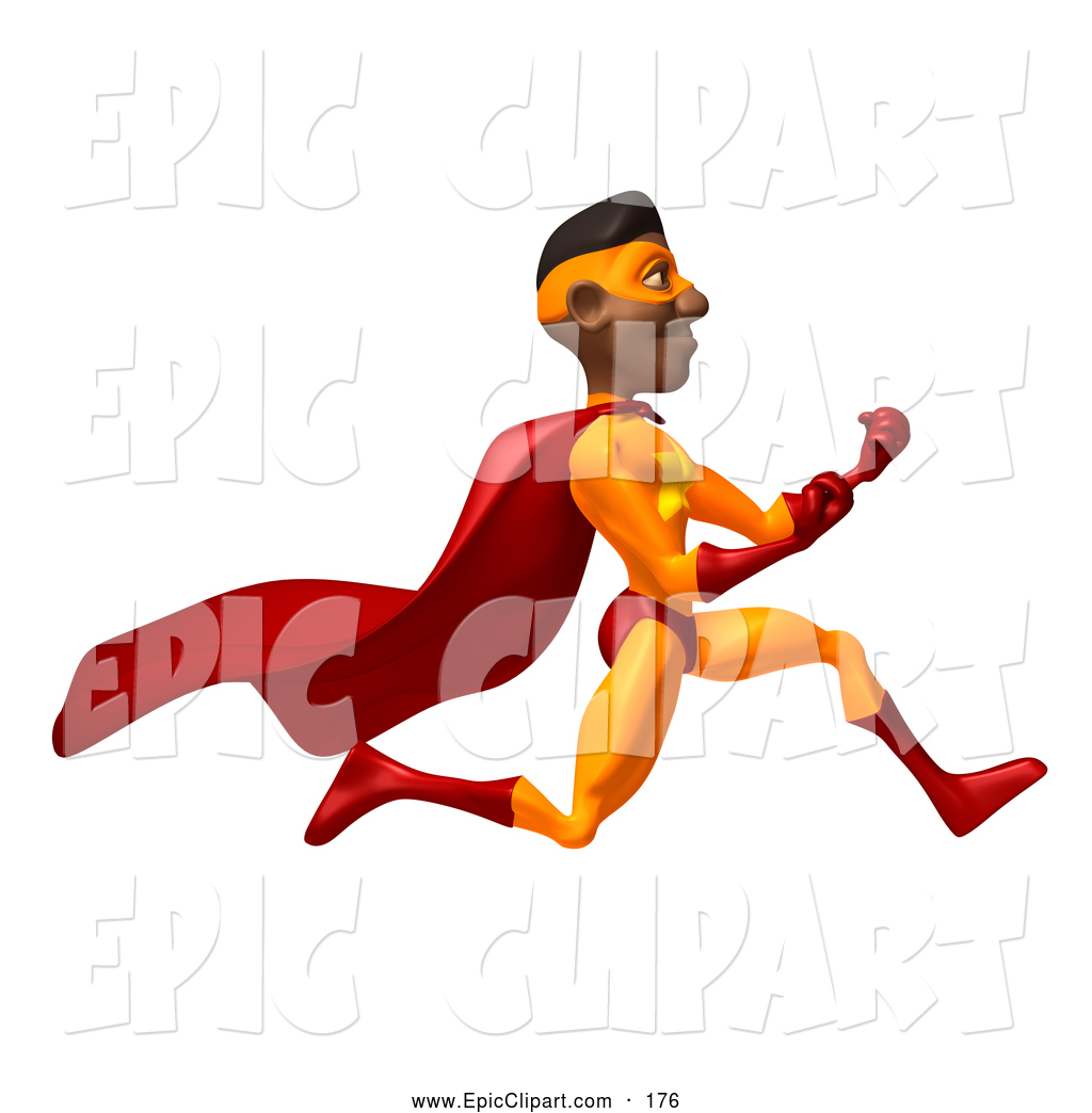 1024x1044 Vector Clip Art Of A 3d Black Male Super Hero Running