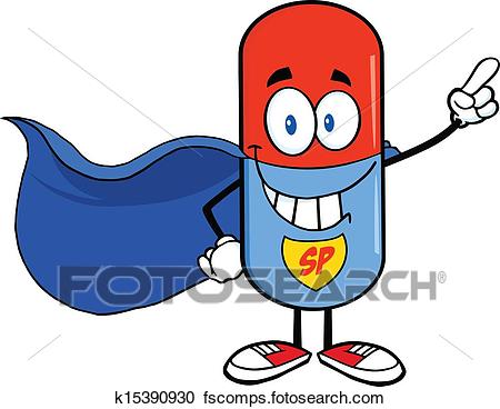 450x368 Clipart Of Pill Capsule Super Hero K15390930