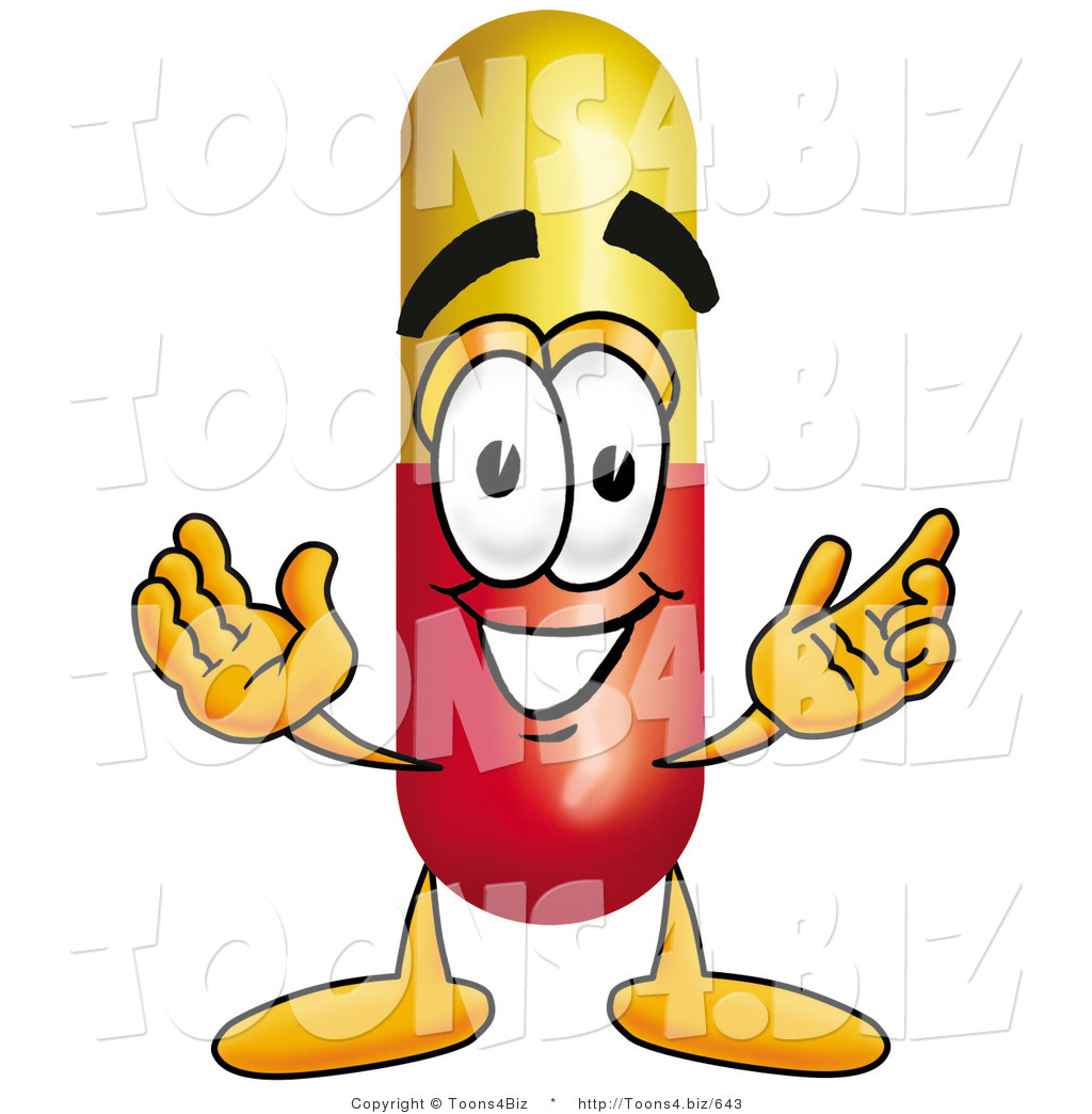 1024x1044 Illustration Of A Medical Pill Capsule Mascot With Welcoming Open