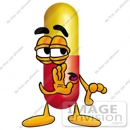 450x450 Clip Art Graphic Of A Red And Yellow Pill Capsule Cartoon