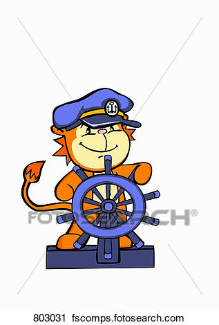317x470 Clipart Of A Lion Sea Captain Steering A Ship's Helm 803031