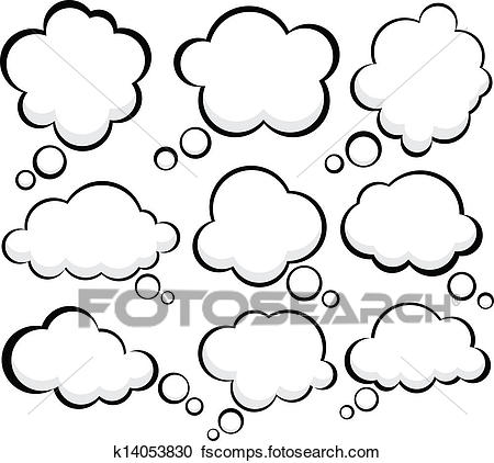 450x422 Clipart Of Comic Cloud Speech Bubbles. K14053830