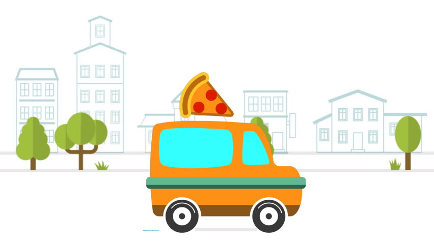 852x480 Car Animation Against The Background Of City.2d Animation. Moving