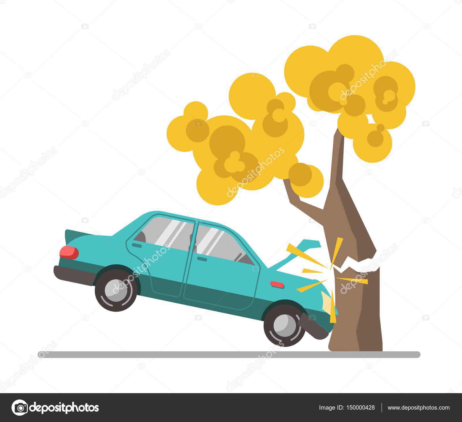 1600x1462 Car Crash Accident In Tree Stock Vector Sonulkaster
