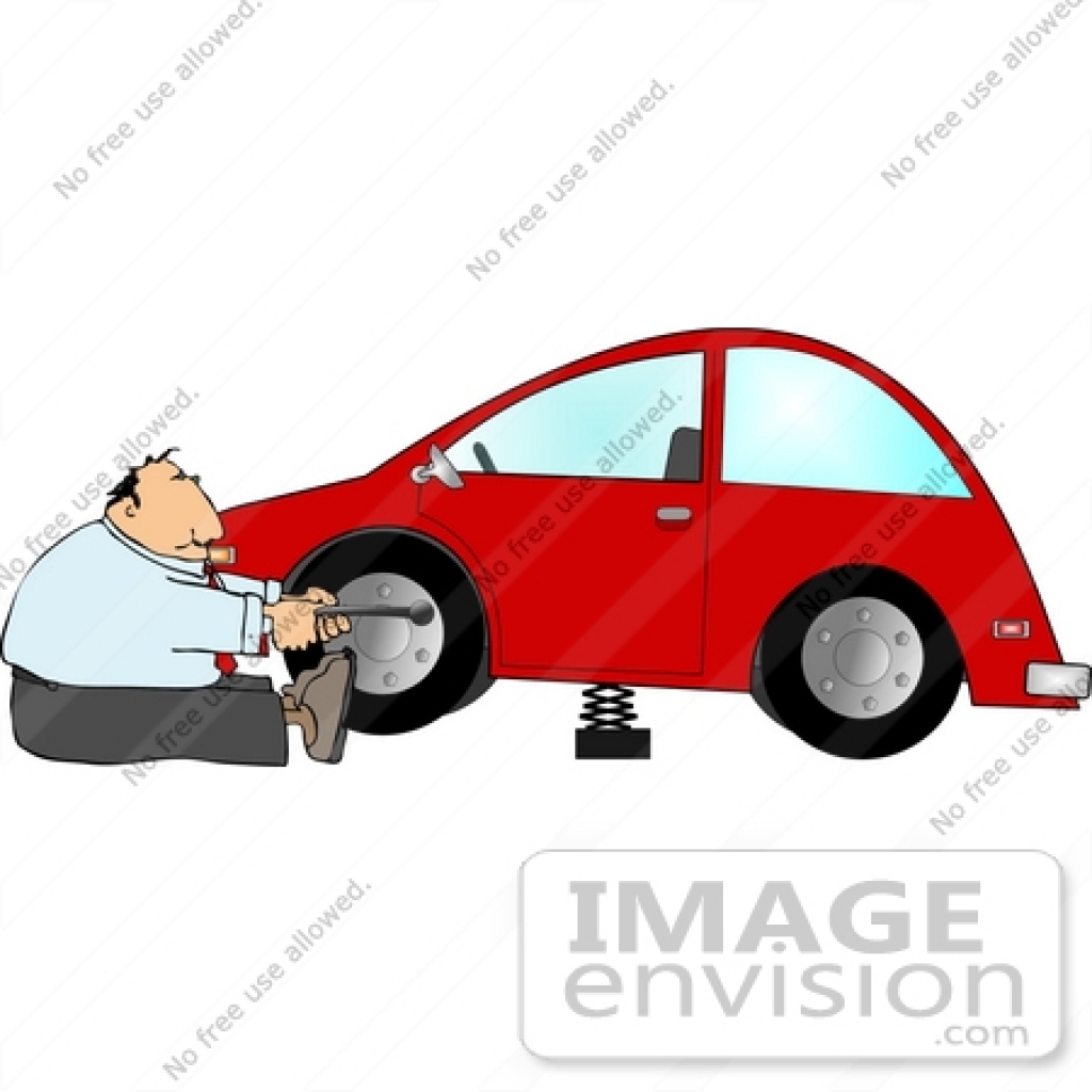 1024x1024 Middle Aged Caucasian Man Changing A Tire On His Car Clipart