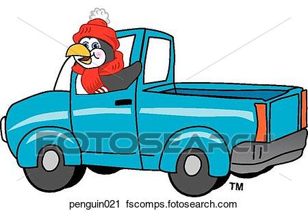 450x308 Clipart Of Penguin Driving Pickup Truck Penguin021