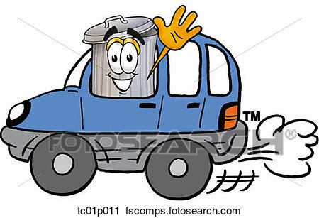 450x307 Clipart Of Trash Can Driving A Car Tc01p011