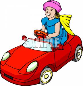289x300 Art Image A Girl Driving A Toy Car