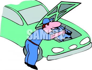 350x267 Cartoon Of A Mechanic Fixing A Car Engine