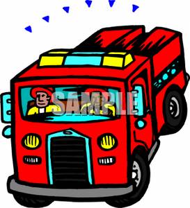 273x300 Firemen Driving A Fire Engine Clip Art Image