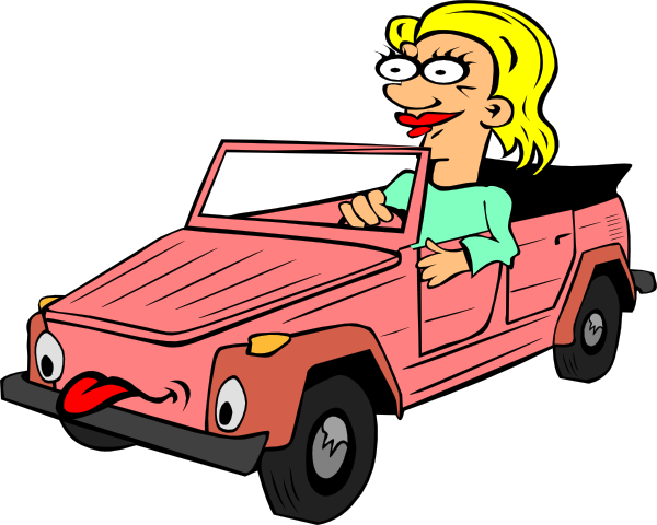 600x480 Girl Driving Car Cartoon Clip Art