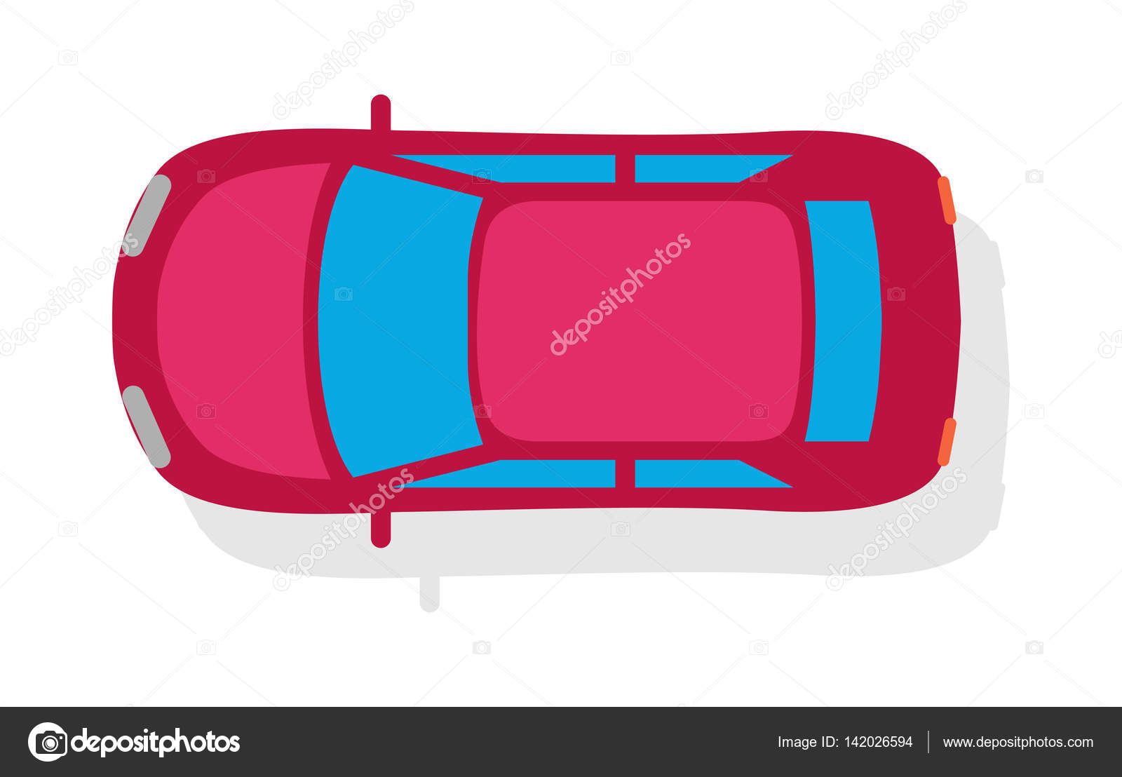 1600x1108 Passenger Car Top View Flat Style Vector Icon Stock Vector