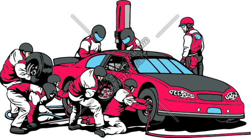 500x276 Race Car Pit Crew Working Clipart And Vectorart Vehicles