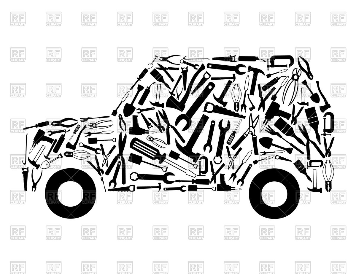 1200x923 The Car Collected From Tools. A Vector Illustration Royalty Free