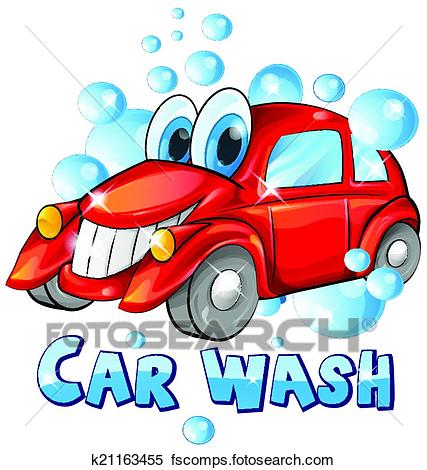 427x470 Clipart Of Car Wash Cartoon Isolated On White K21163455