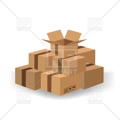 400x400 Cardboard Boxes Isolated