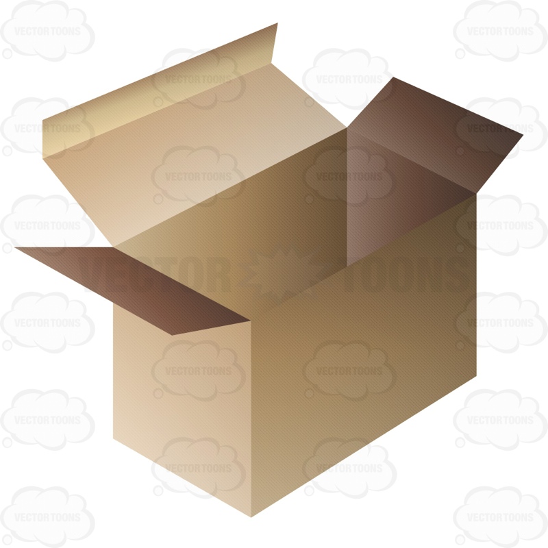 800x800 Cardboard Box With A Lid Box Is Open Cartoon Clipart